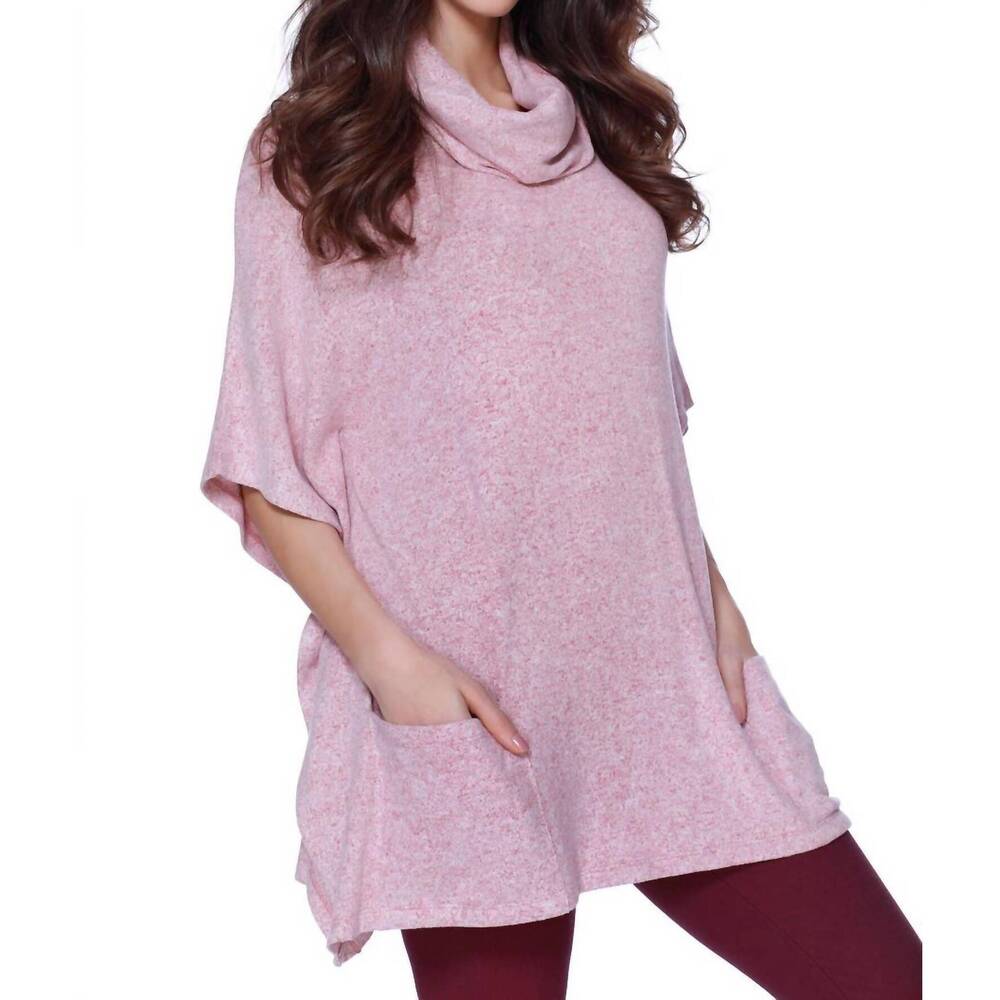 NEW FRENCH KYSS harper kashmira cowl neck poncho in rose